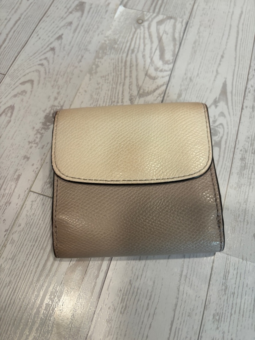 Coach Cream and Taupe Leather Bi-Fold Wallet - Picture 9 of 11